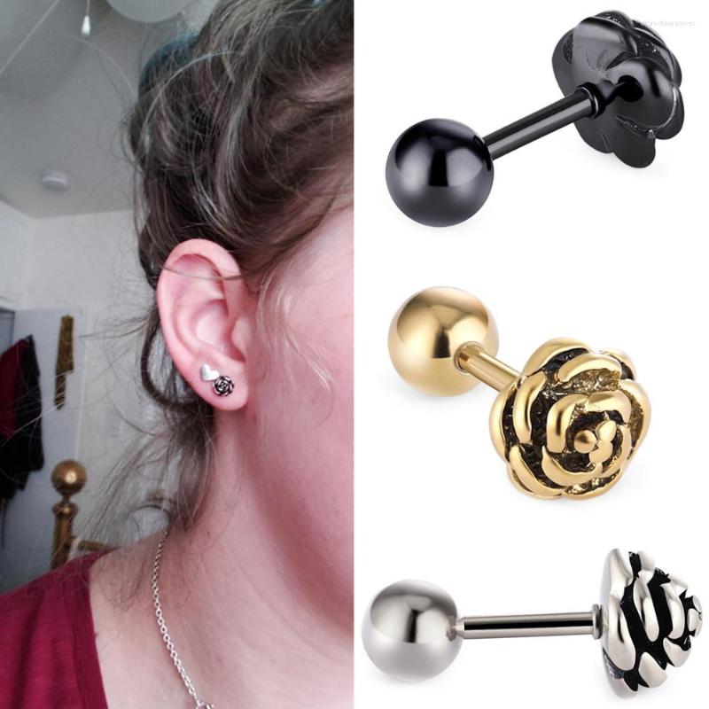 

Stud Earrings Diyalo Steel Flowers Rose Shaped Women Screw Back Conch Piercing Earings Ear Orelha Jewelry