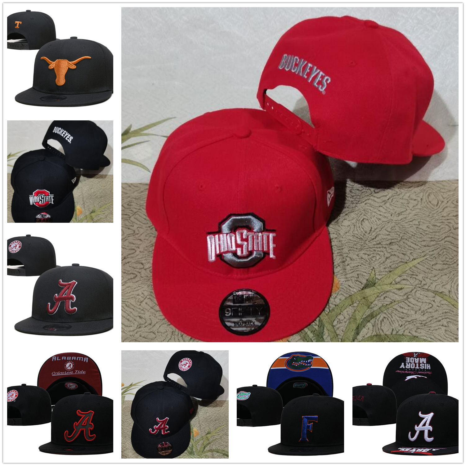 

NCAA Alabama Crimson Tide College Snapback caps Outdoor Sport Fitted Hats, As pics