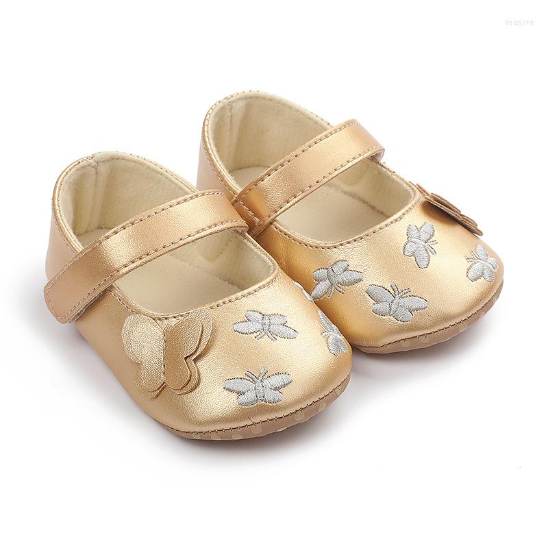 

First Walkers 2022 Spring Autumn Toddler Baby Girls Butterfly Shoes PU Leather Soft Sole Crib -18M, E3