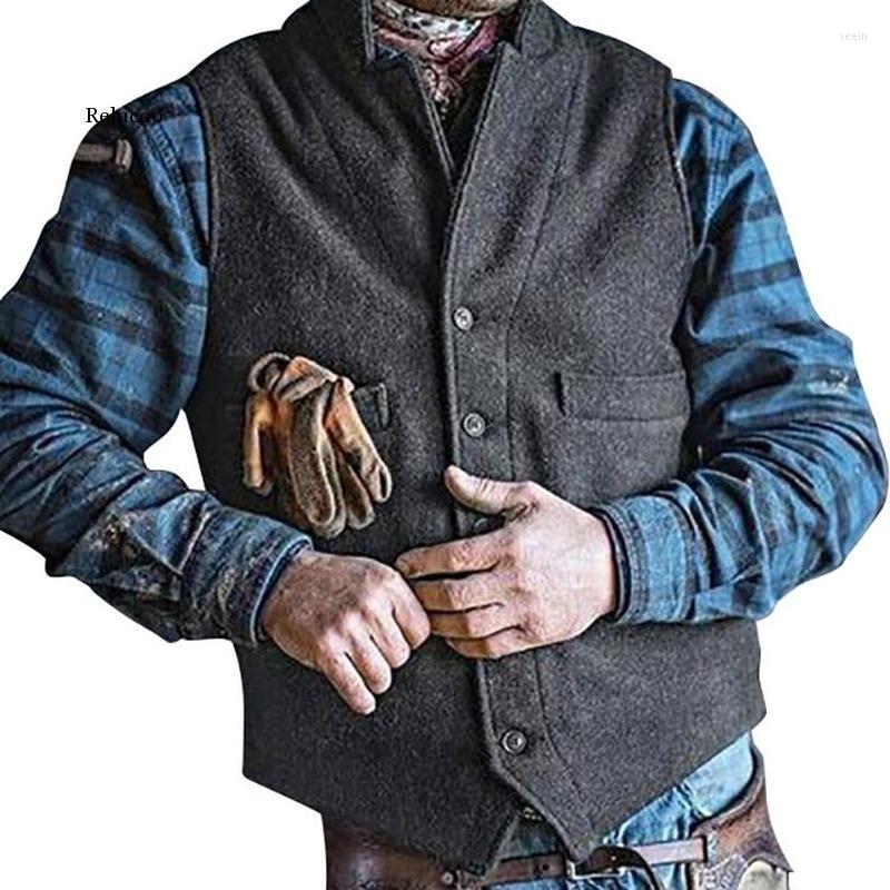 

Men' Vests Men' Suit Vest Autumn Business Waistcoat Men Sleeveless Vintage Tweed Fashion Wedding Party For Man, Gray