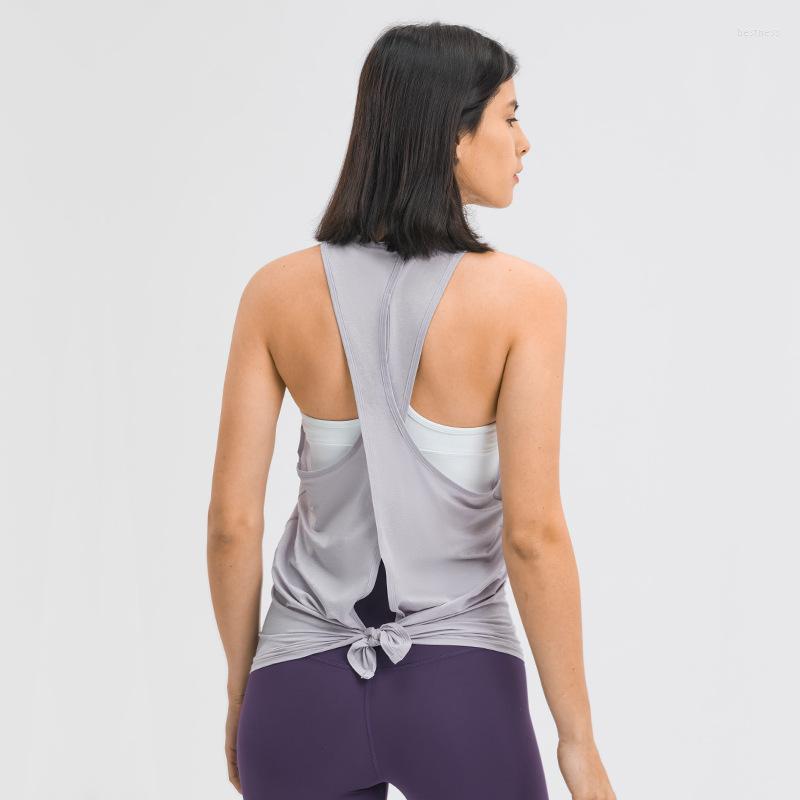 

Active Shirts Cross-tie Blouse Workouts Clothes Open Back Yoga Tank Tops Stretch Sexy Gym Mesh Patchwork Sports Vest, Black