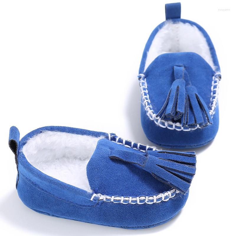 

First Walkers 2022 Autumn And Winter Baby Shoes Female Male Cute Toddler With Velvet Thick Warmth Soft-soled, Blue