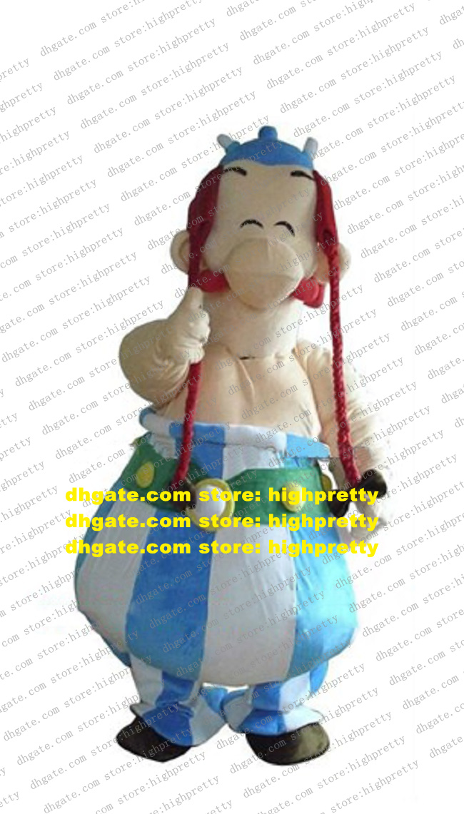 

Smart Obelix Lion King Mascot Costume Mascotte Adult Size With Big Round Tummy Green Belt Black Shoes Smile No.4300, As in photos