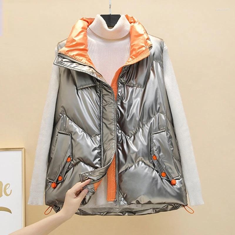 

Women's Vests Down Cotton Vest Women Autumn Winter Jackets 2022 Fashion Femmale Matching Bright Waistcoat Mujer Chaleco, Black