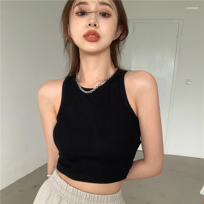 

Women's Tanks Women's 0320 Summer Women Vest Crop Tops Fashion Sexy Versatile Solid Color High Street Slim Fit Basic Sleeveless Sling, 0320 apricot