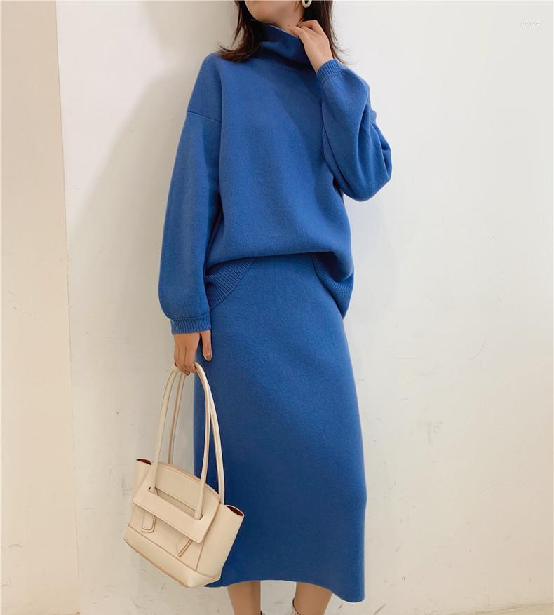 

Work Dresses Cashmere Sweater Women' High V-neck Knitted Two-piece Suit Skirt Loose Wool Thickened Women, V neck02