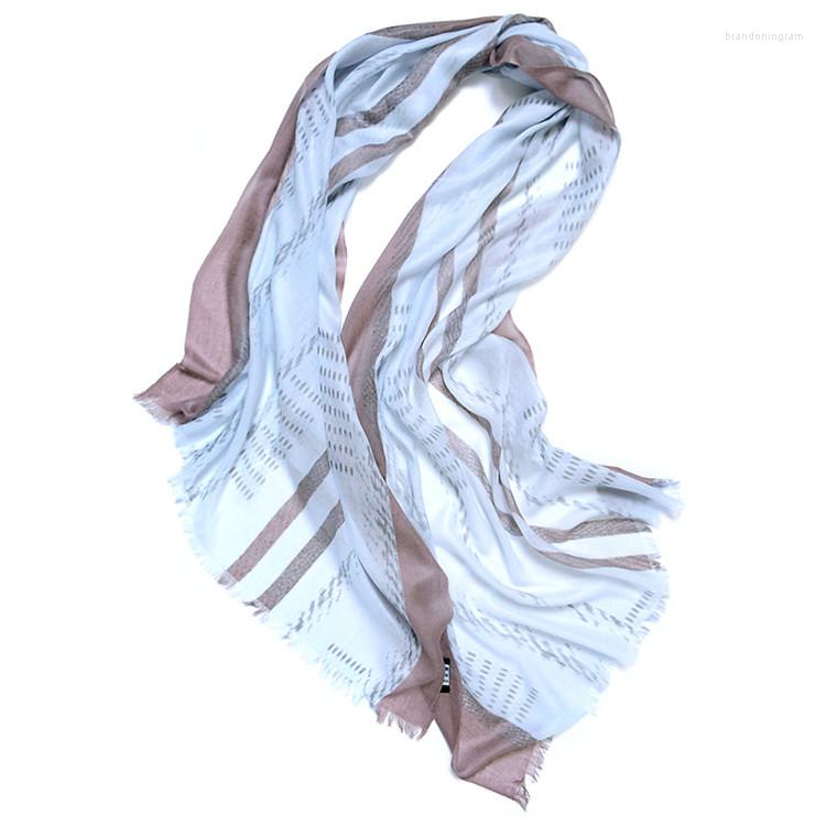 

Scarves Goat Cashmere Women Fashion Striped Printed Thin Scarfs Shawl Pashmina Sky Blue 3color Small Tassel 70x200cm