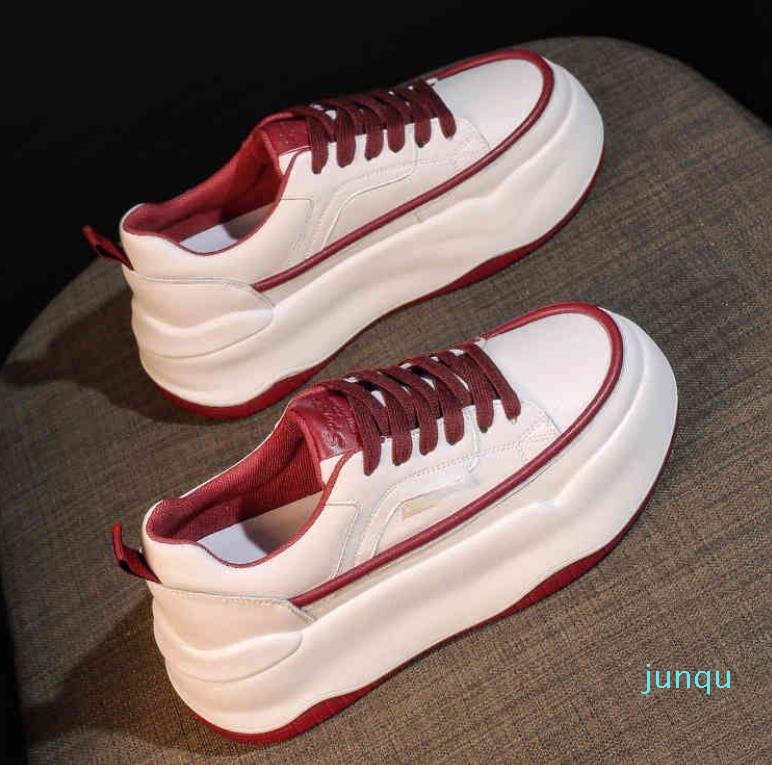 

5A quality Casual Shoes Real soft leather thick soled high white women's ins fashion 2022 autumn new Korean version student versatile casual 61