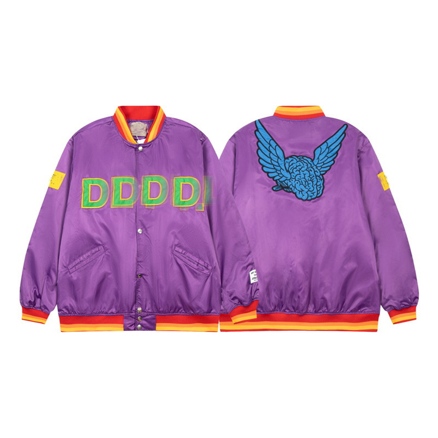 

Purple Jackets Men Embroidery Letter coats Men's Fashion Coat Casual Outwear Tops Real Pics