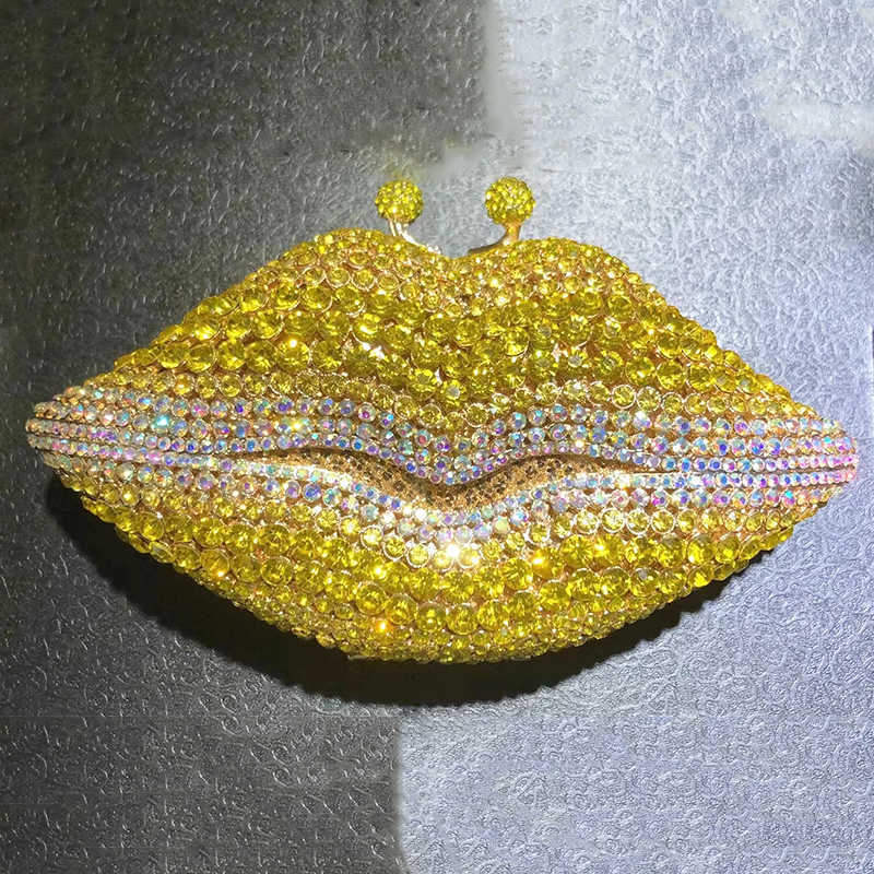 

Clutch Bags Evening Arrival Mouth Crystal Bag Yellow/AB Diamond Wedding Bridal Clutches Purses Womens Rhinestone Mini Minaudier 221021