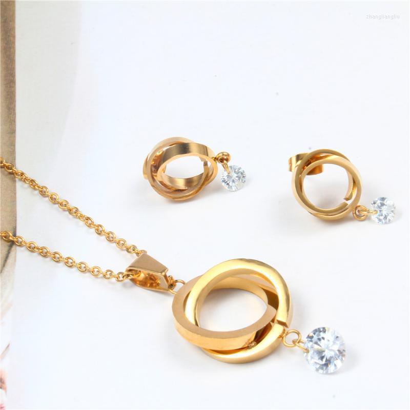 

Necklace Earrings Set & OUFEI Stainless Steel Fashio Bridal Jewellery Women Dubai Schmuck African Golden 2022, Picture shown