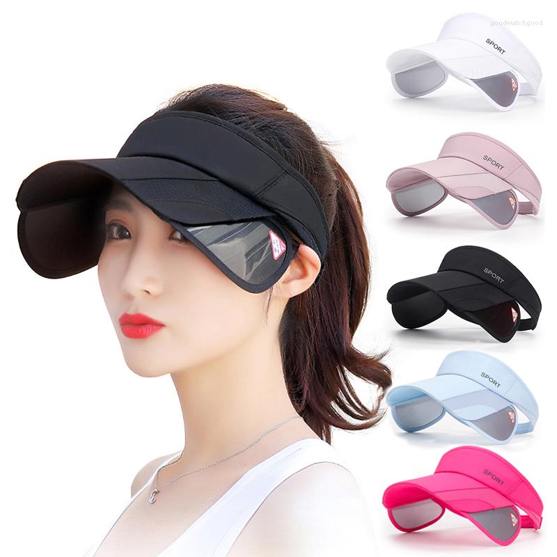 

Wide Brim Hats Summer Sun Visor Cap For Women Men Retractable Golf Hat Empty Top Adjustable Outdoor Sports Anti UV Tennis Unisex, White