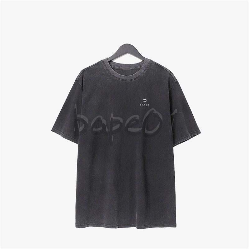 

Luxury Fashion Brand Mens T Shirt Polo Shirt Designer Used Wash Embroidery Letters Short Sleeve Loose Round Neck T-shirt Top Black Asian Size S-2XL