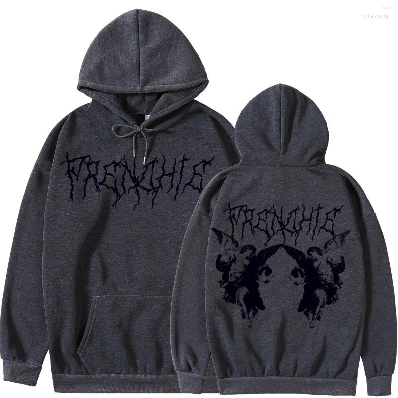 

Men's Hoodies Men's Vintage Angel Print Oversized Male Zip Up Long Sleeve Men's Sweatshirt Y2K Aesthetic Autumn Winter Grunge, Ny