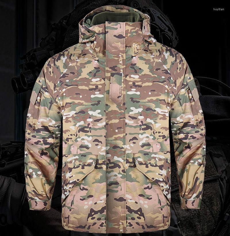 

Men' Trench Coats Camouflage Fleece Jacket Men Thicken Warm Waterproof Two-piece Male Outdoor Windproof Wear-resistant Military Mens, Green