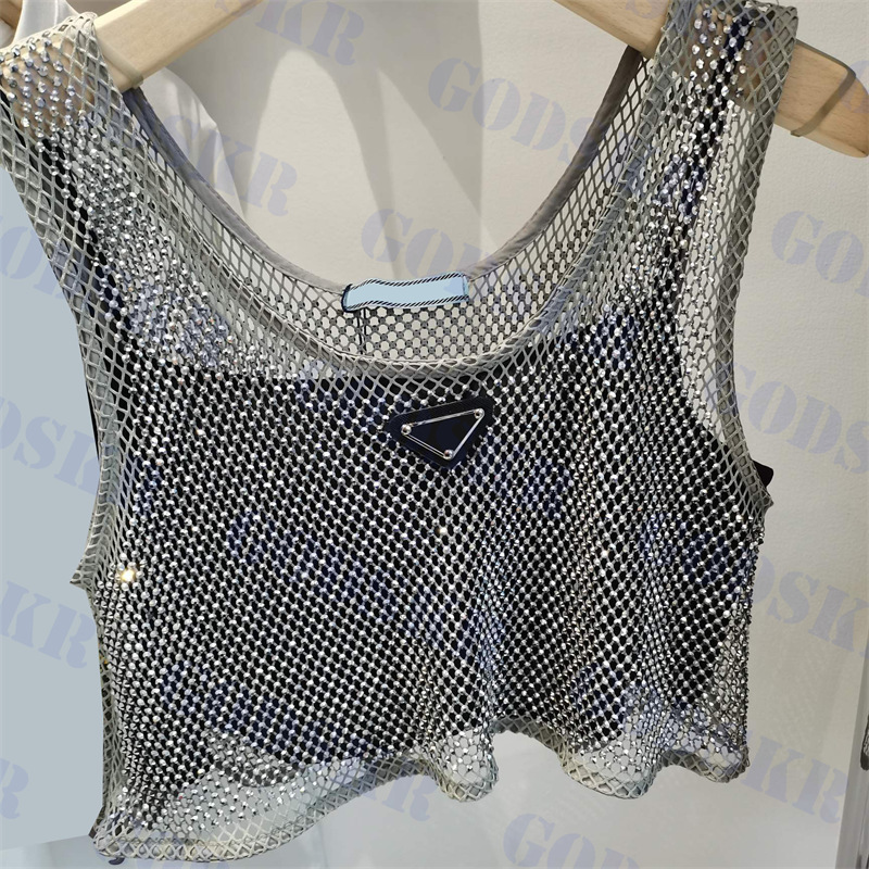 

Triangle Logo Tanks Top Womens Camis Designer Ladies T Shirt Sexy Mesh Short Vests Clothing, Please contact me real pic