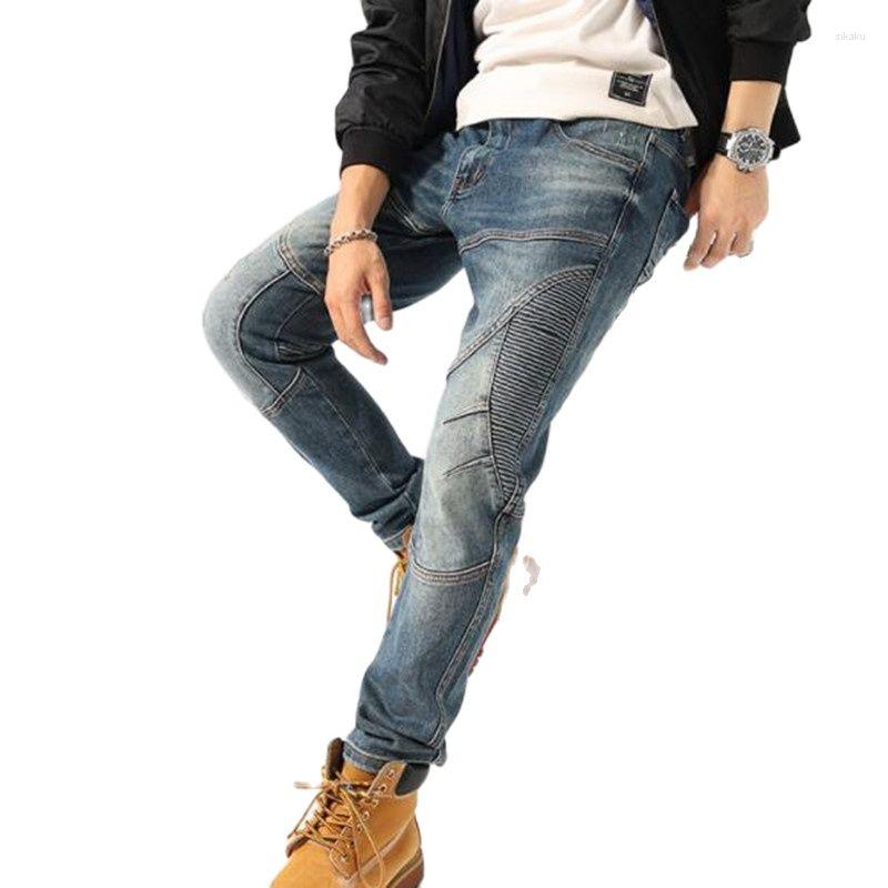 

Men's Jeans Men's Spliced Cargo Pants Elastic Trousers Male Bottoms, Blue