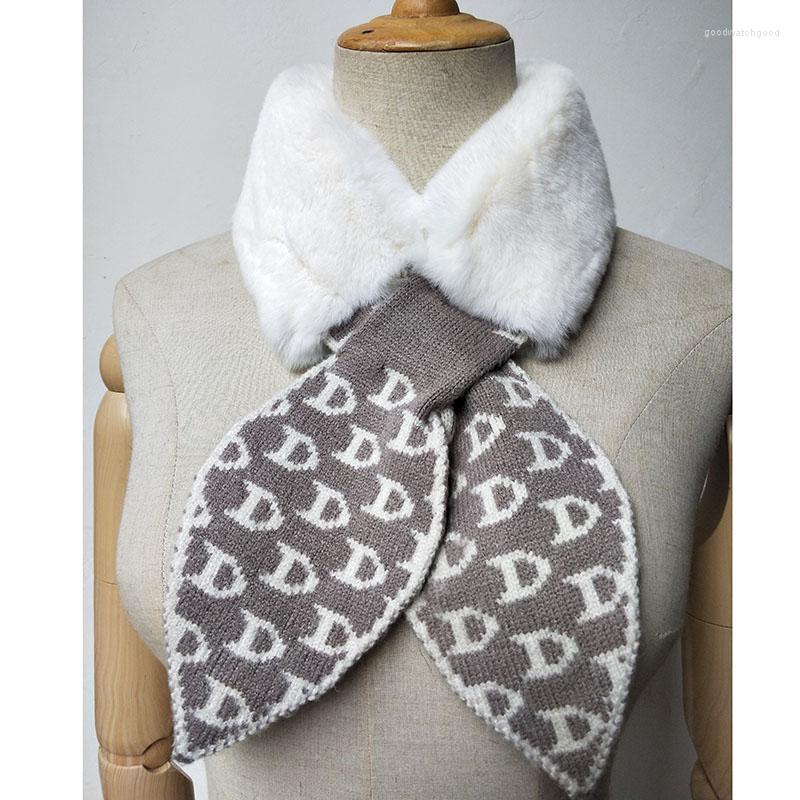 

Scarves Women Real Rex Fur Scarf Fashion Winter Warm Soft Genuine Female Crochet Round Neck Warmer