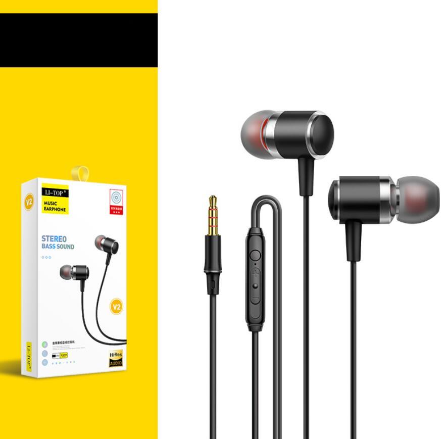 

3.5mm In Ear Headset Bass Music Earphones Wire-controlled Smart Calling Headphones With Microphone For Android V2, Silver