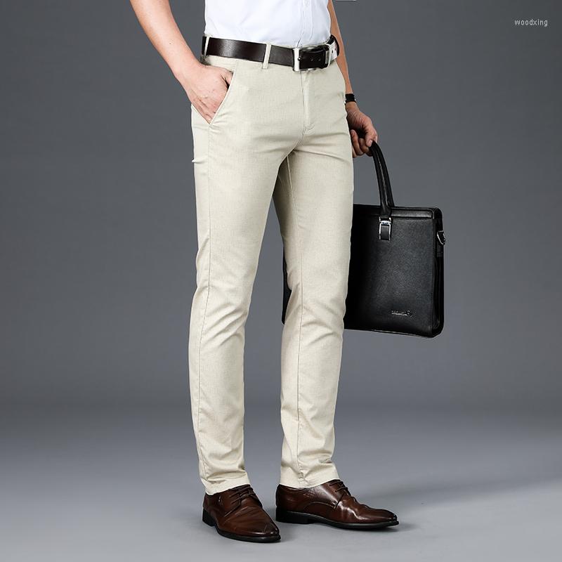 

Men's Pants 2022 Summer Business Suit Trousers Men Pant Slim Comfortable Breathable Stretch Straight-Leg Flat Front, Black