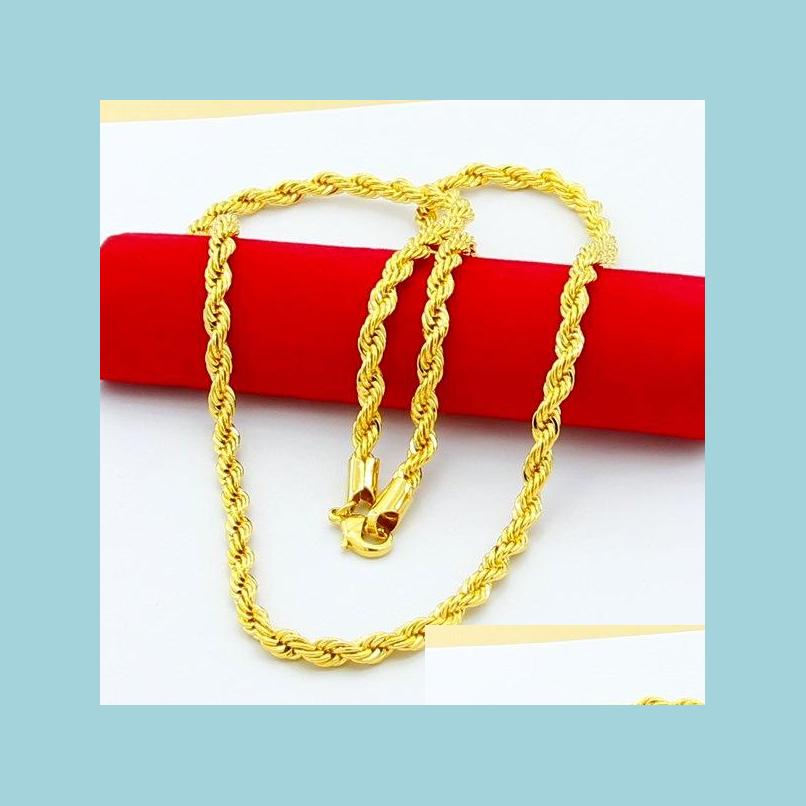 

Chains 18K Real Gold Plated Stainless Steel Rope Chain Necklace 4Mm For Men Chains Fashion Jewelry Gift Hj259 Drop Delivery 2022 Neck Dh7Cn