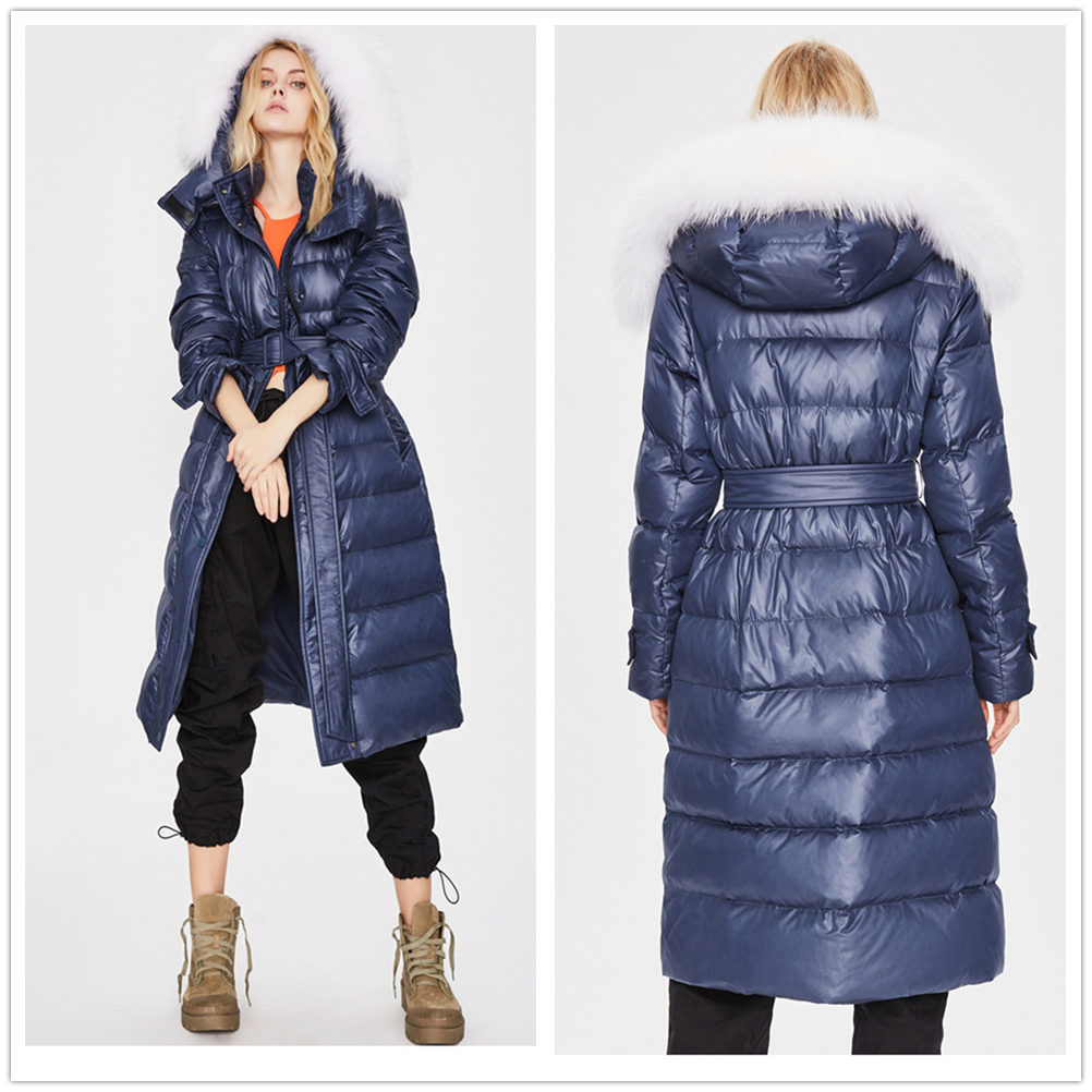

Womens Winter White Duck Down jacket Thickened Medium and Long Waist Closing Lace Up Warm Jackets Designer outdoor waterproof coat, Photo style and color