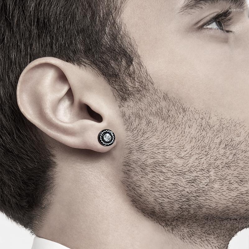 

Stud Earrings Korean Fashion Personality All-match Simple Stainless Steel Round Zircon Man Woman's Hip-hop Ear Jewelry