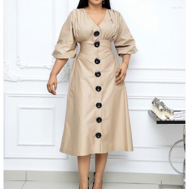 

Ethnic Clothing Autumn African Women V-neck Dress Dresses For American Plus Size