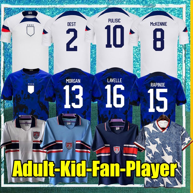

22 23 USAs Soccer Jerseys 2022 2023 PULISIC MCKENNIE MORGAN UNITED STATES USAS REYNA Men Women Kids Kits Football Shirts TOPS world cup 1052027 jersey, Home