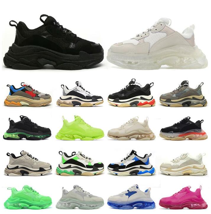 

Casual Shoes Platform Sneakers Trainers Classic Triple S Clear Sole Designer Grey All White Black Green Pink Retro Orange Luxury Paris 17W Mens Womens 36-45, Please contact us