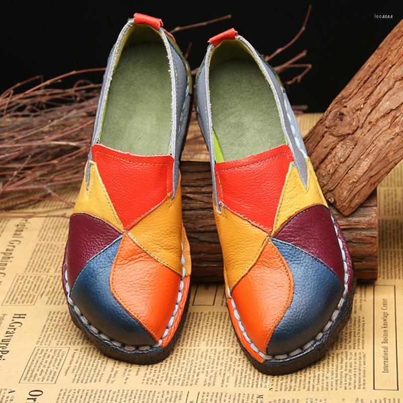 

Boots Women Loafers Patches Stitching Flat Shoes Woman Summer Flats Soft Candy Colors Genuine Leather Moccasins, Black