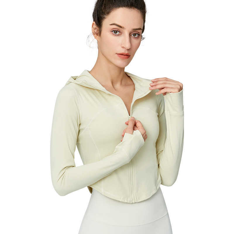 

LU-408 Fall Nude Sports Coat Zipper Hoodie Yoga Outfits Shirt Long Sleeve Jacket Hollow Mesh Fitness Top, Grey