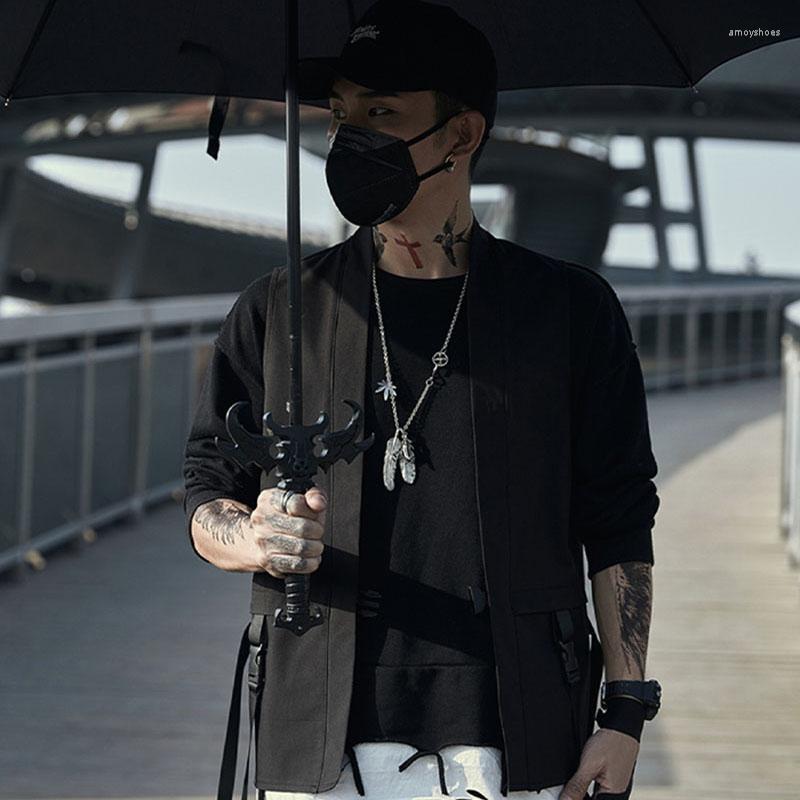 

Men' Vests 2022 Men Hip Hop Cargo Vest Sleeveless Dark Black Tactical Harajuku Style Trendy Streetwear High Quality Thin Jackets, 103-black