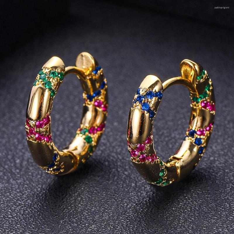 

Hoop Earrings Trendy Geometric Bambo For Women Accessories Jewelry Pendientes Mujer Moda Full Cubic Zirconia Round