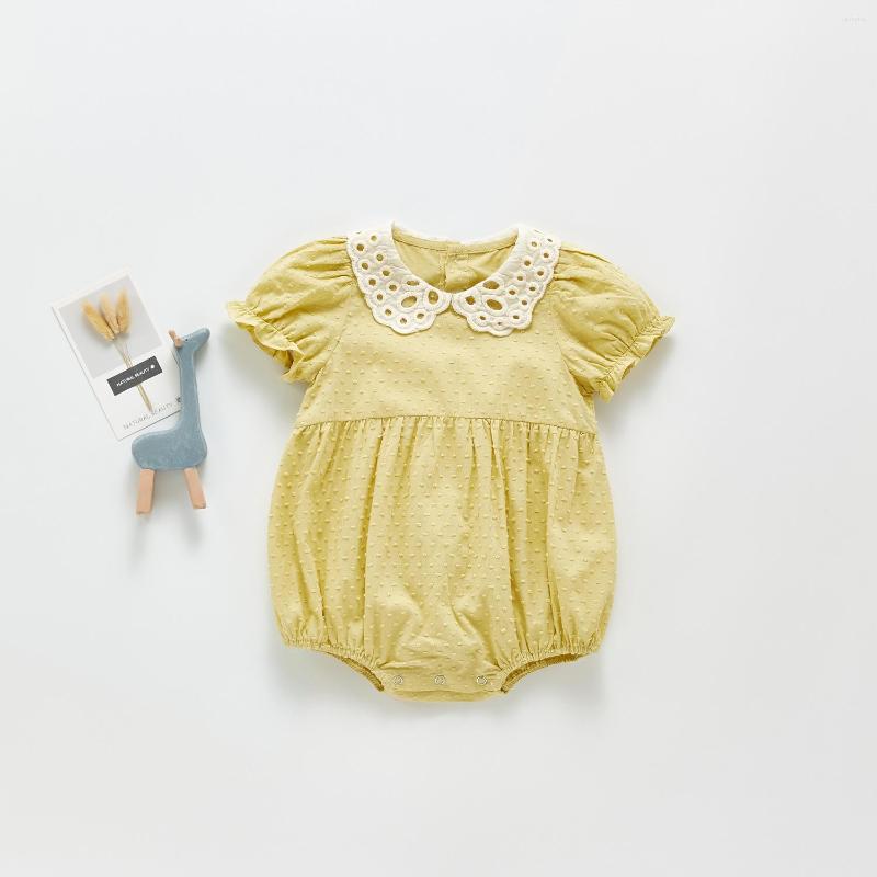 

Sandals Fashion Baby Girl Rompers Toddler Cotton Square Neck Lace Summer Born Girls Romper Jumpsuit Outfit -24M Onesie, Beige