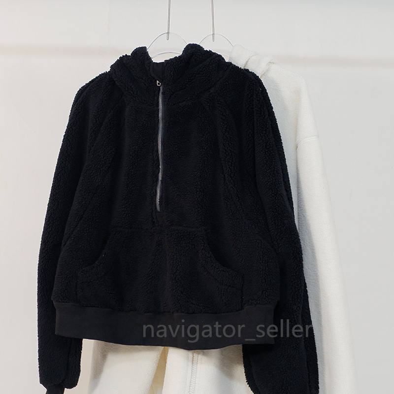 

LL-j035 Fitness Wear Womens Sportswear Yoga Outfits Outer Soft Wool Jackets Outdoor Apparel Casual Adult Running Exercise Long Sleeve Tops, Black