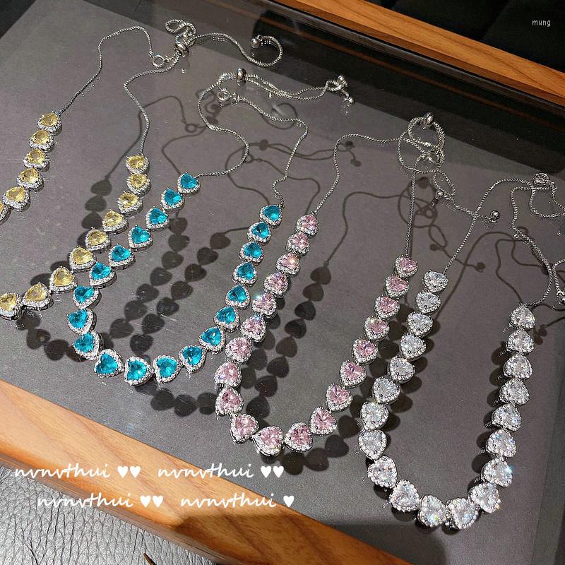 

Choker Bright Peach Heart Necklace Plating Eight Hearts And Arrows Pink Zircon Fully Jeweled Loving Adjustable