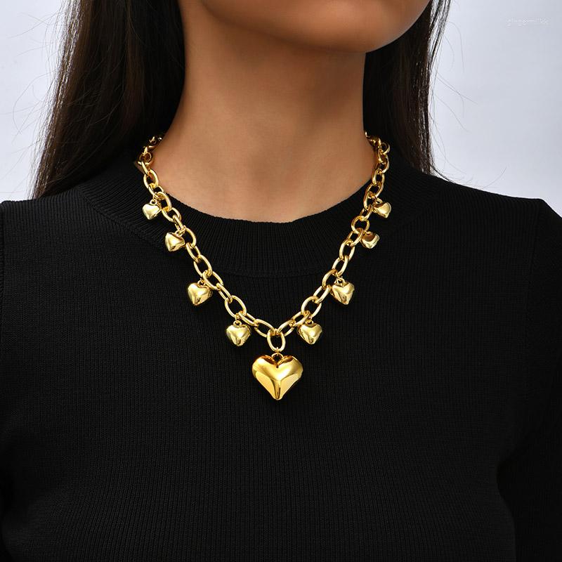 

Pendant Necklaces Simple Trendy Female Heart Necklace For Women Punk Style Gold Color Aluminium Alloy Chain Chunky Jewelry Gift