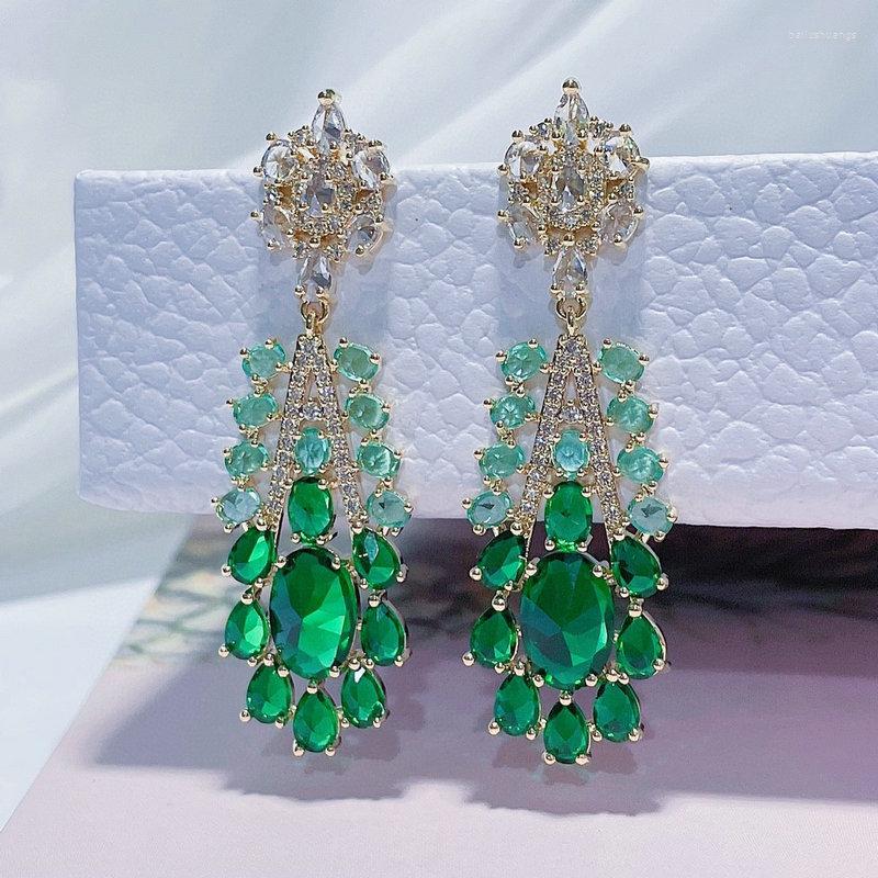 

Hoop Earrings Bilincolor Cubic Zirconia Fashion Cute Green Earring For Women Wedding Party Jewelry