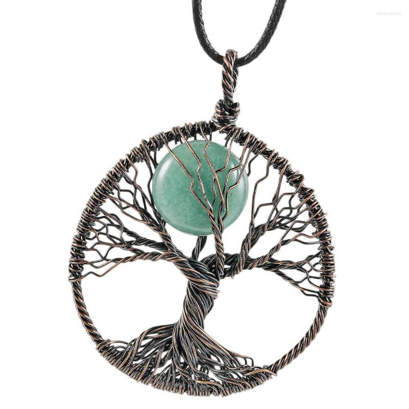 

Pendant Necklaces SUNYIK Tree Of Life Healing Crystal Stone Necklace For Unisex Handmade Copper Wire Wrapped Jewelry Gift
