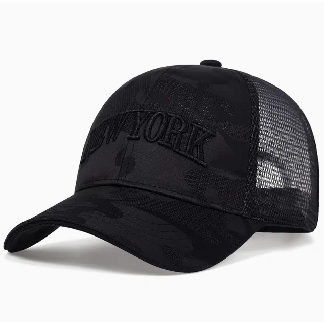 

Men's Black Baseball Cap Weaving Method Woven Material Cotton