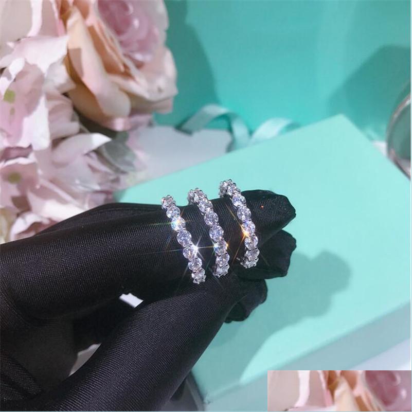 

Wedding Rings Infinity Brand New Fashion Jewelry 925 Sterling Sier Round Cut Stack White Topaz Cz Diamond Gemstones Women Wedding Bri Dhy6D