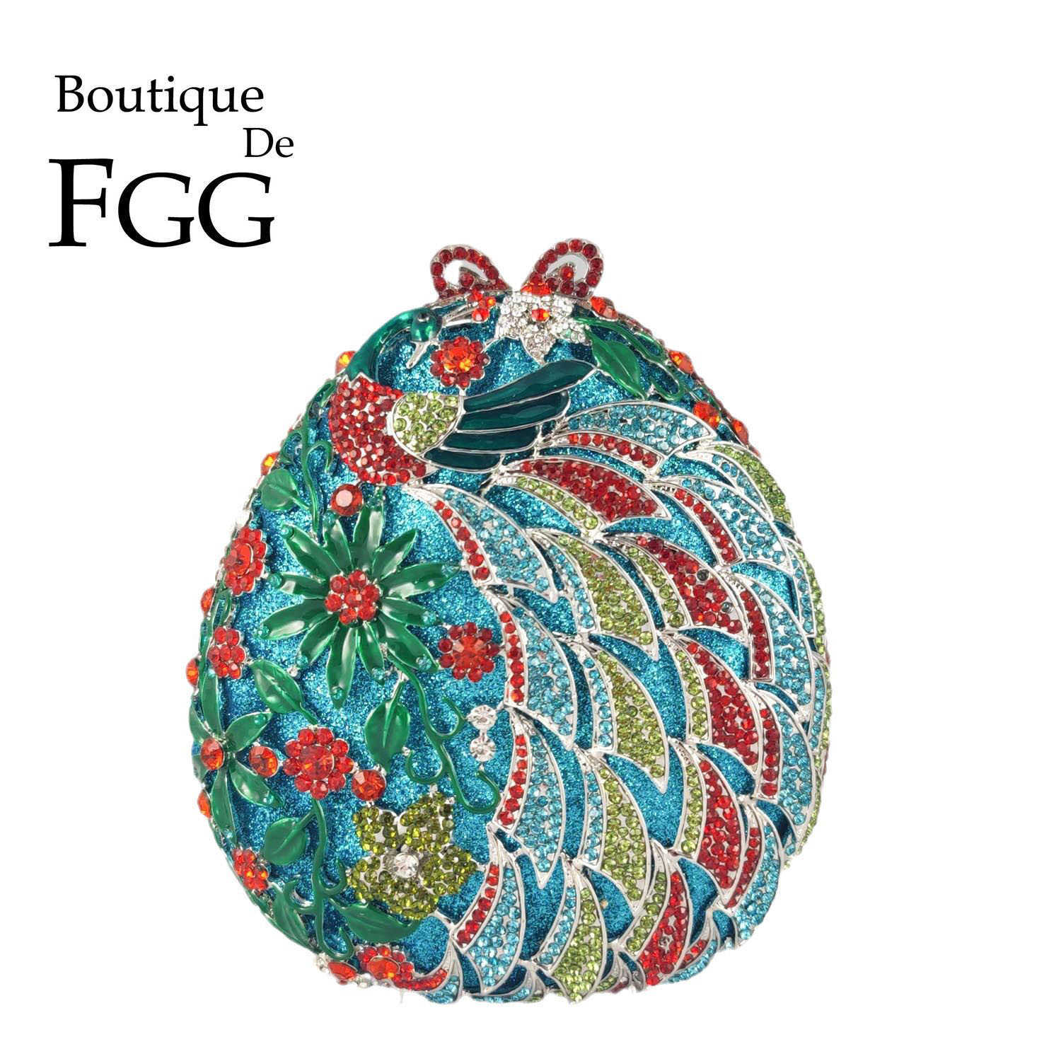 

Clutch Bags Evening Boutique De FGG Egg Shape Peacock Women Crystal Handbags Wedding Party Dinner Rhhinestone Minaudiere 221021, Blue 1