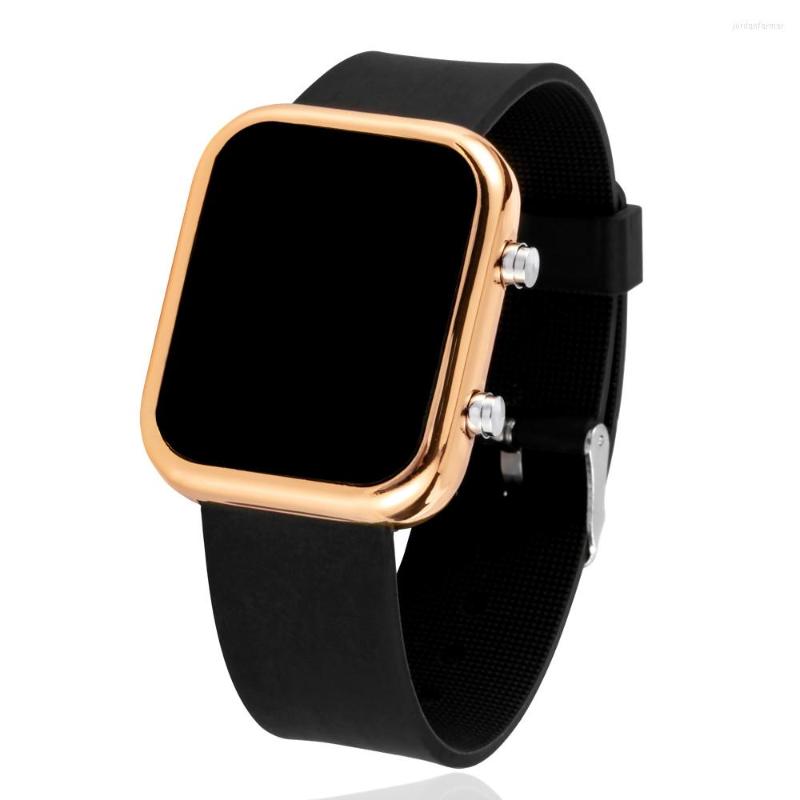 

Wristwatches 2022 Fashion Casual Simple Watches For Men Sports LED Digital Wrist Watch Women Square Electronic Men's Relogio Masculino, Black gold