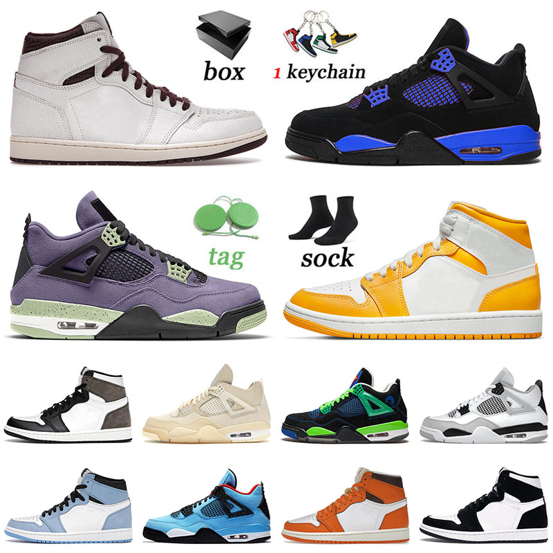 

A Ma Maniere Basketball Shoes Top Jumpman Blue Thunder Jorda 4 1s University Blue Midnight Navy Pure Money Dark Mocha Starfish Men Women PI7V, Separate colours