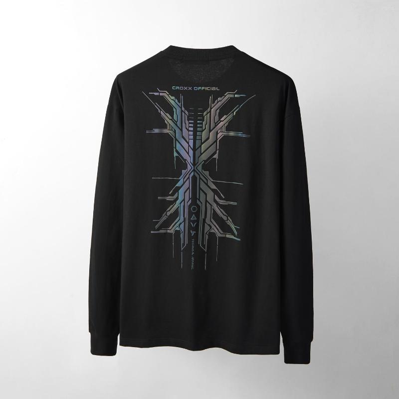 

Men's Hoodies The Croxx 21 Cotton Long Sleeve Shirt Sweatshirt Futuristic Reflective Back Print Techwear Aesthetic Streetwear, Picture shown