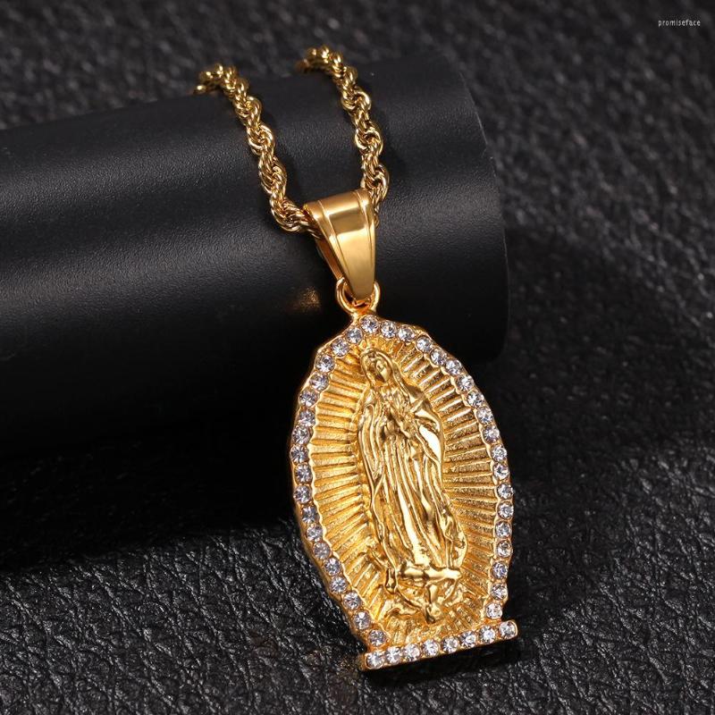 

Pendant Necklaces Classic Fashion Religious Style Stainless Steel Chain Christian Necklace Virgin Mary For Women Jesus Jewelry