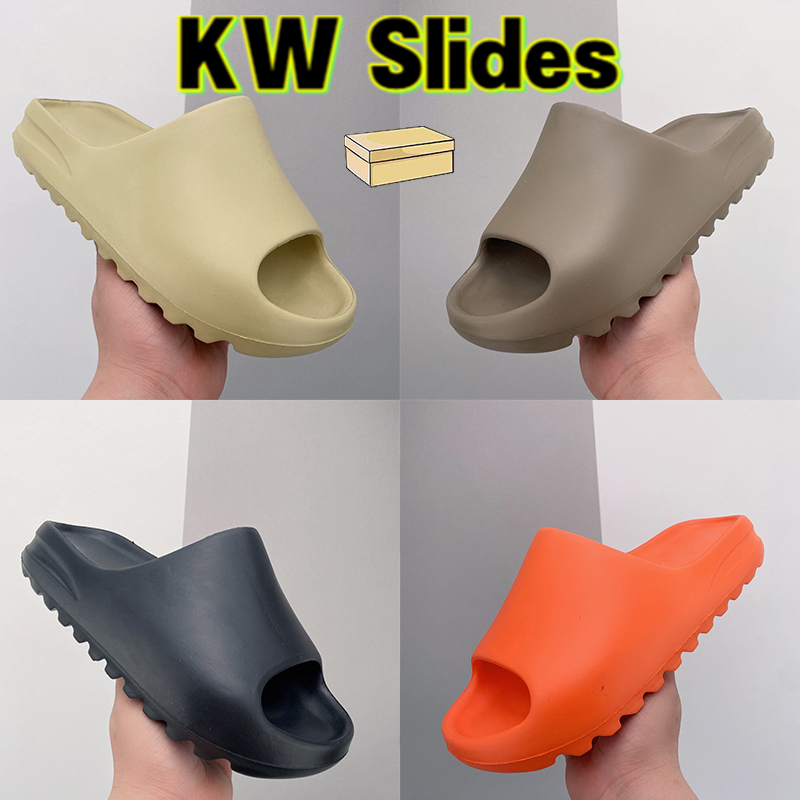

KW slides men women designer slippers soot onyx resin bone pure west foam runner desert sand mist MX cream clay ararat mens beach sandals with box, Bubble wrap packaging