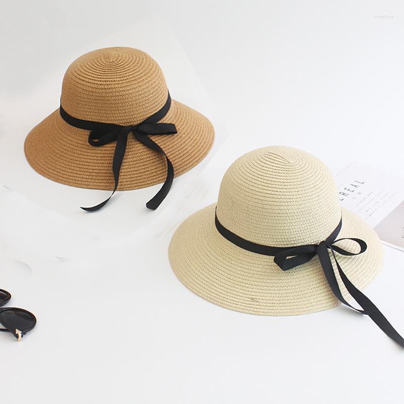 

Wide Brim Hats Foldable Summer Solid Color Hat Female Casual Sun Women Black Butterfly Cap Beach Party Gift Wholesales, Kq