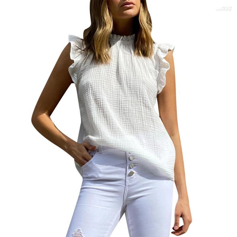 

Women' Tanks Women' Fashion Office Lady Women Tops Ruffle Sleeve Summer T-Shirt Elegant Casual Ladies Tshirt Tee Shirt Solid Color, Black